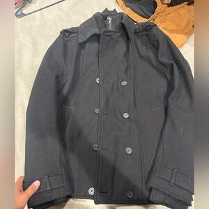 Divided Black Double-Breasted Pea Coat